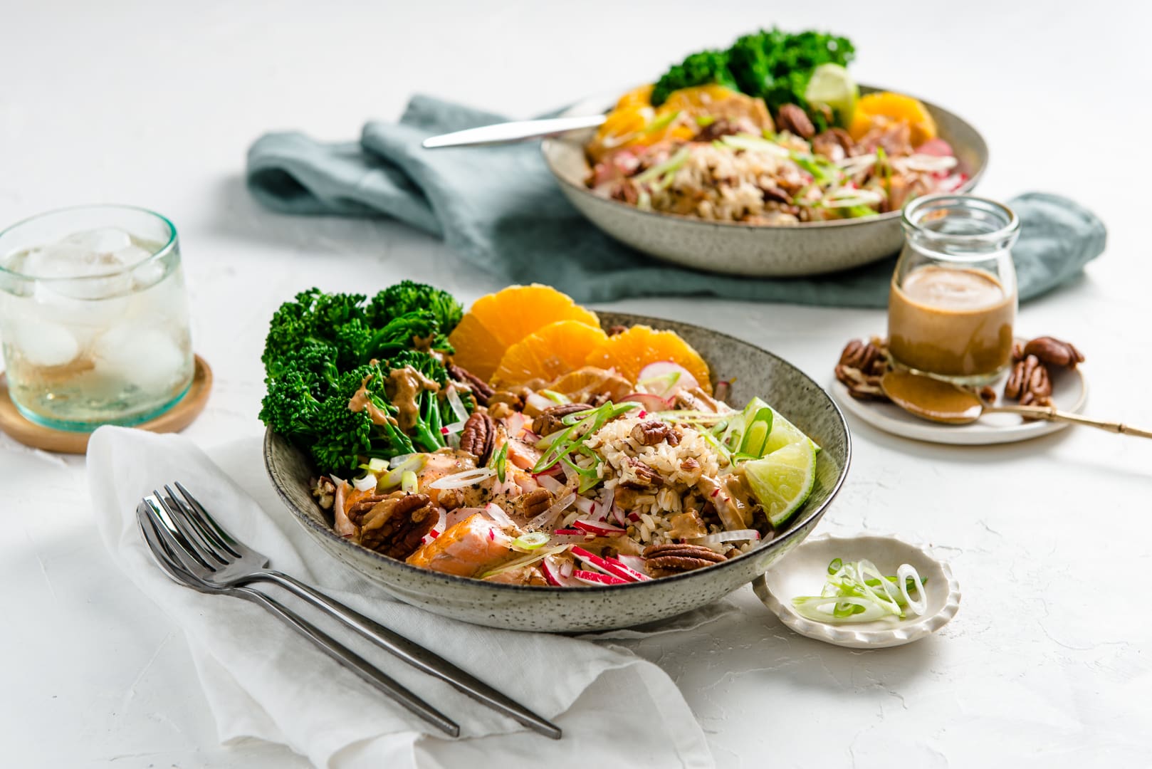 Nuts for Life - Pecan, broccolini and salmon salad