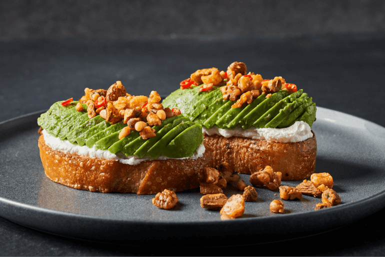 Avocado toast with spicy nuts - INC