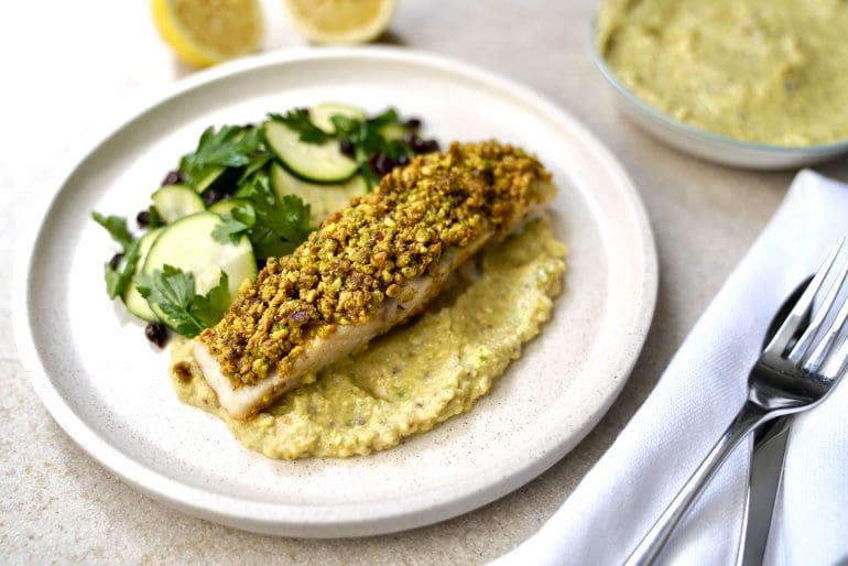Nuts for Life - pistachio crusted barramundi recipe