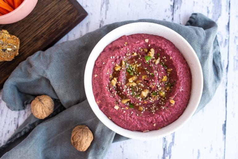 Nuts for Life - Beetroot and walnut hummus