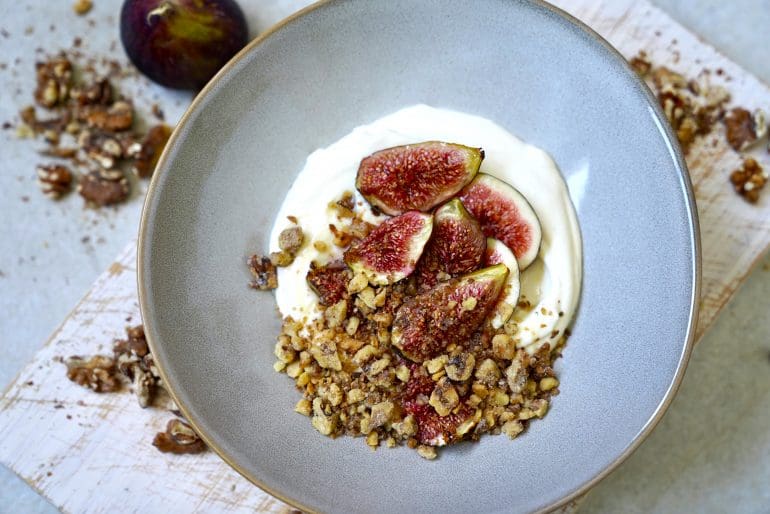 Nuts for Life - Ricotta mousse with walnut crumble and figs