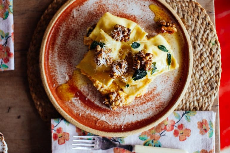 Nuts for Life - Roast pumpkin and walnut ravioli