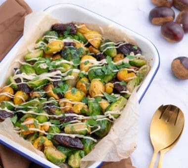 Roasted Brussels sprouts with chestnuts recipe