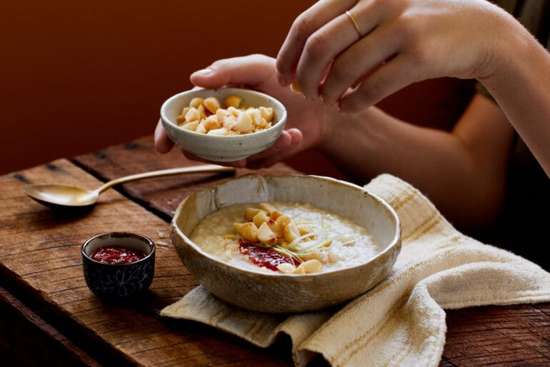 Roasted macadamia conjee recipe